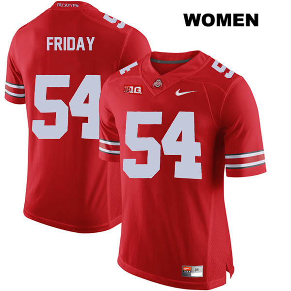 Ohio State Buckeyes Women's Tyler Friday #54 Red Authentic Nike College NCAA Stitched Football Jersey NZ19V15VK